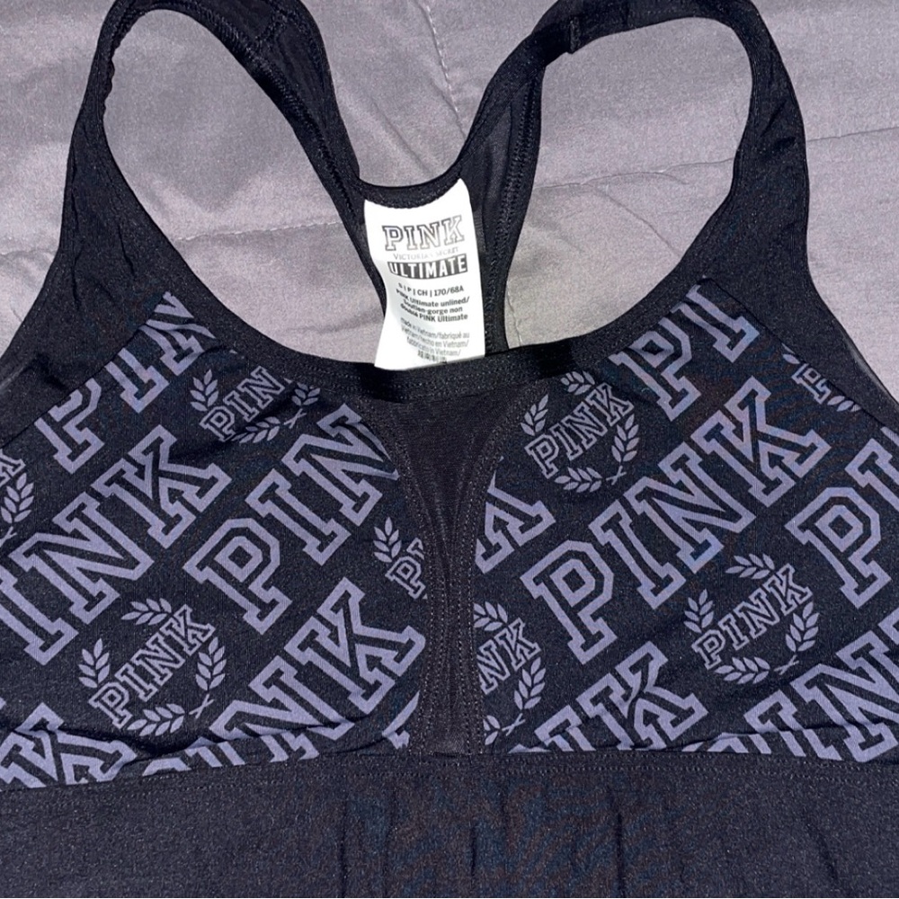 PINK Victoria's Secret Black and Gray Sports Bra